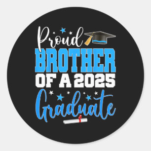 Sticker Rond Senior 2025 Fier Frère D'Un Cl De 2025 Diplômé