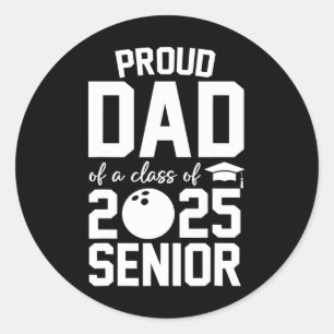 Sticker Rond Senior 2025 Fier Papa D'Un Cl De 2025 Bowling Grad