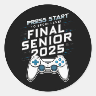 Sticker Rond Senior 2025 Promotion 2025 Joueur Jeux Vidéo