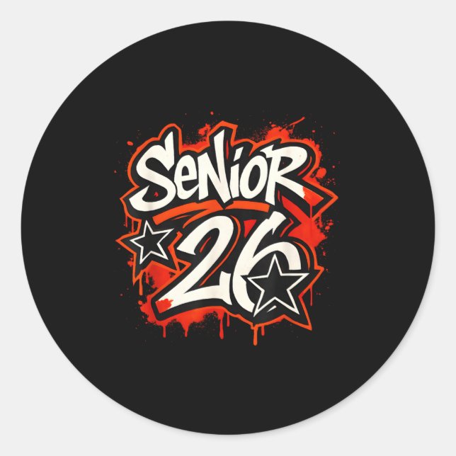 Sticker Rond Senior 2026 Graffiti Drip Style Graduation Graphic (Devant)