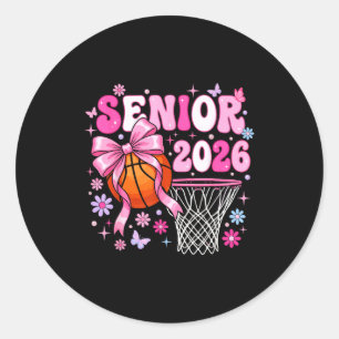Sticker Rond Senior 2026 promotion 2026 basket-ball nœud coquet