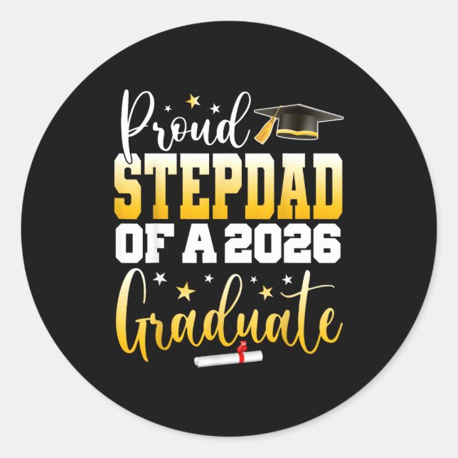 Sticker Rond Senior 2026 Proud Stepdad Class (Devant)