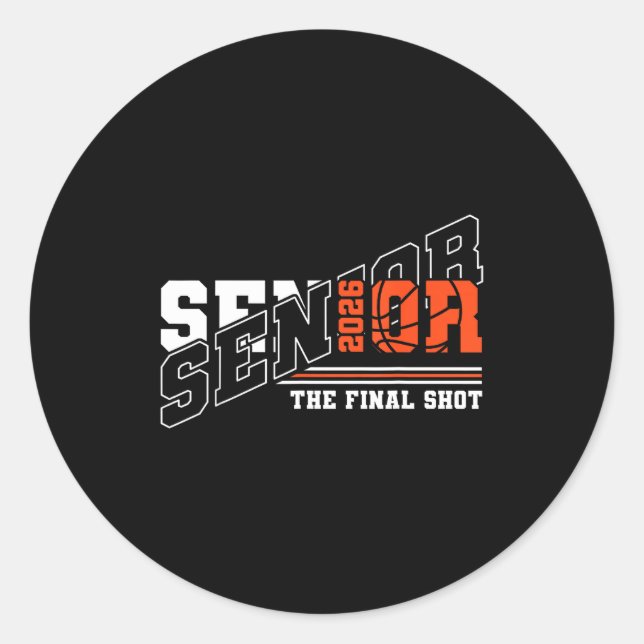 Sticker Rond Senior basketball class of 2026 crew basketball (Devant)