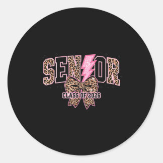 Sticker Rond Senior class of 2026 leopard print graduation girl