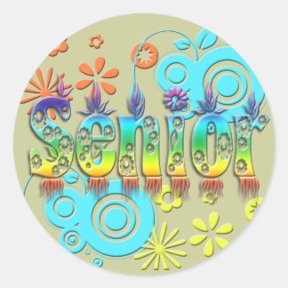Sticker Rond Senior - Fleurs
