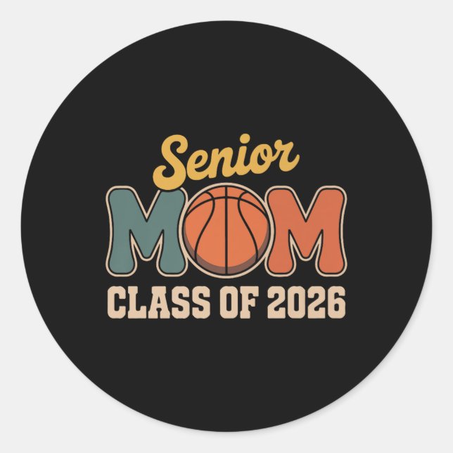 Sticker Rond Senior Mom Basketball Cl De 2026 Retro Retour À Sc (Devant)
