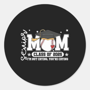 Sticker Rond Senior Mom Cl Of 2025 Baseball Funny Mom Graduatio