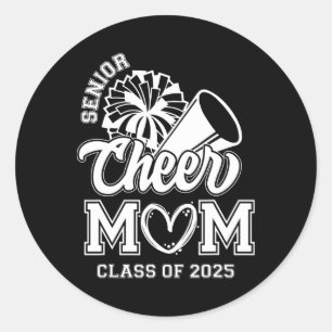 Sticker Rond Senior Pom-pom girl Mom Cheer Cl Of 2025 Graduatio