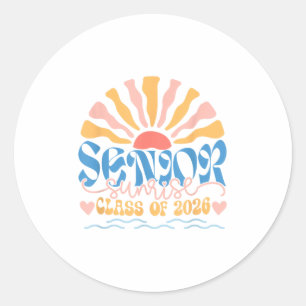 Sticker Rond Senior Sunrise 2026 Boho Colorful High School Jeni
