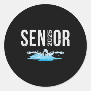 Sticker Rond Senior Swim Team Membre Cl Of 2025 Swimmer Vintage