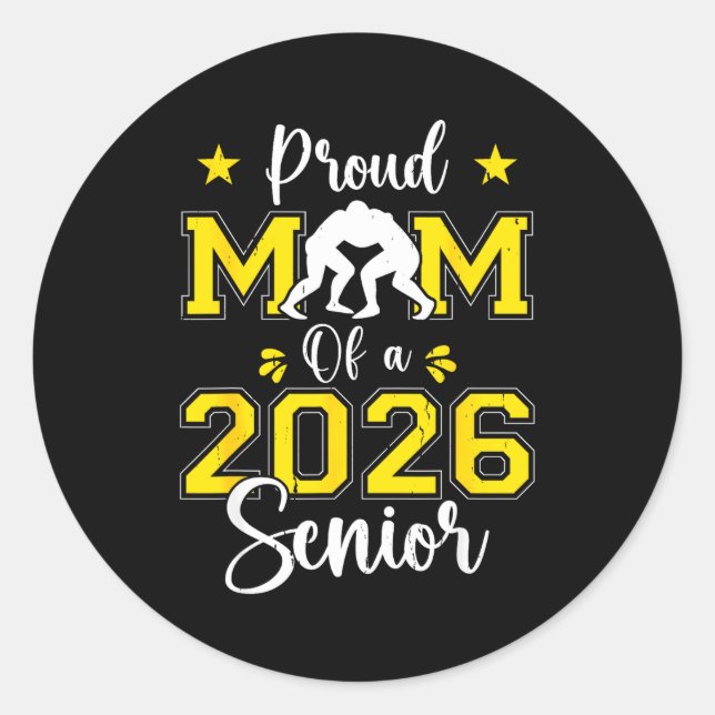 Sticker Rond Senior Wrestling Mom 2026 Senior Mom Cl Of 2026  (Devant)