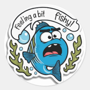 Sticker Rond Sensation de poisson - Poisson aquatique mignon et