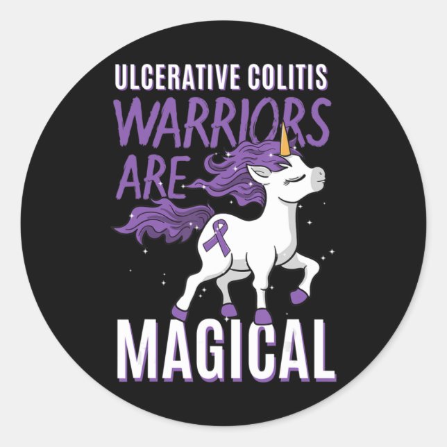 Sticker Rond Sensibilisation à la colite ulcérative IBD Unicorn (Devant)