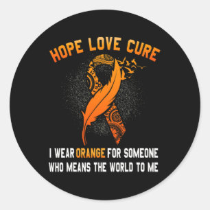 Sticker Rond Sensibilisation à la leucémie Cancer Orange Ribbon