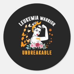 Sticker Rond Sensibilisation à la leucémie Forte guerrière Femm