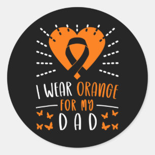 Sticker Rond Sensibilisation à la leucémie Je porte orange pour