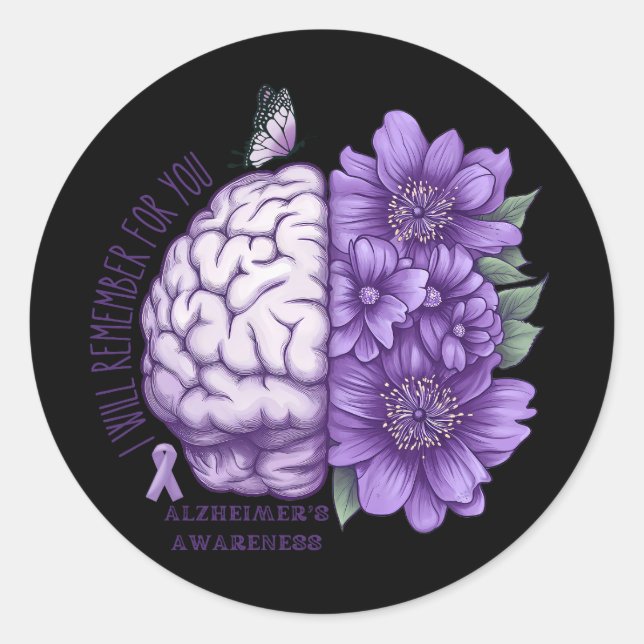 Sticker Rond Sensibilisation à la maladie d'Alzheimer Je me sou (Devant)