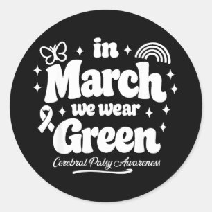 Sticker Rond Sensibilisation à la paralysie cérébrale en mars,