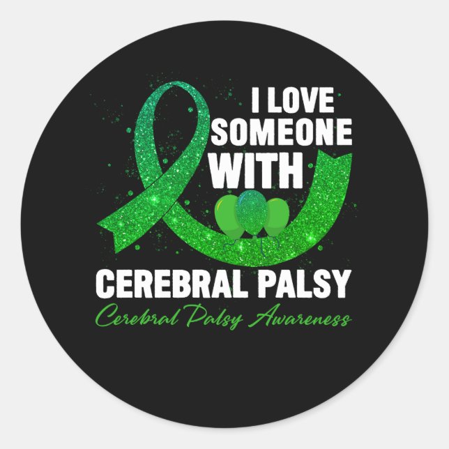 Sticker Rond Sensibilisation à la paralysie cérébrale I Love Qu (Devant)