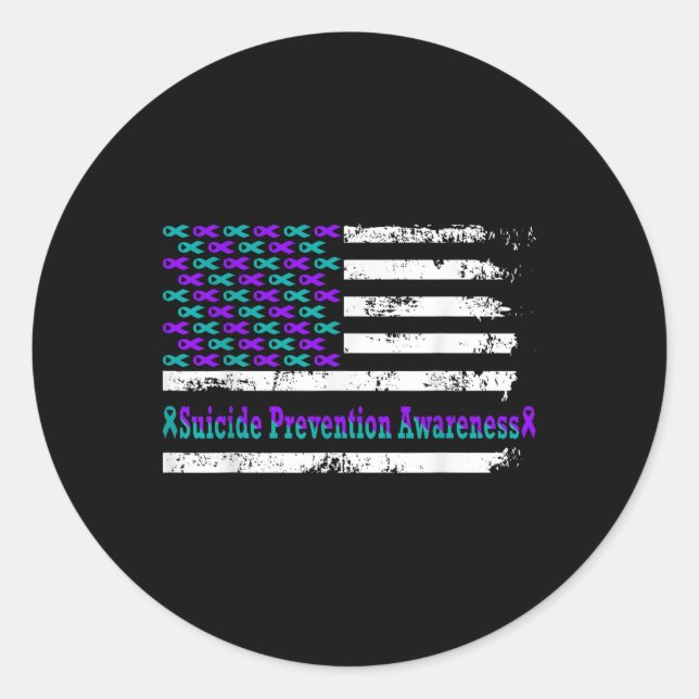 Sticker Rond Sensibilisation à la prévention du suicide Drapeau (Devant)