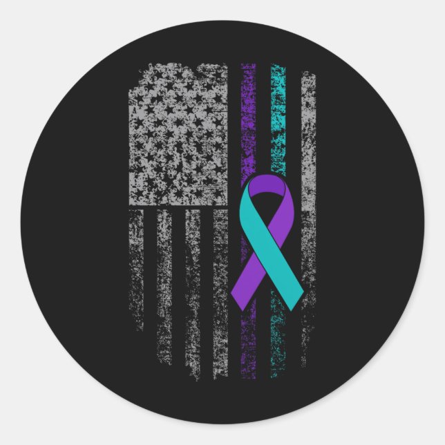 Sticker Rond Sensibilisation à la prévention du suicide Drapeau (Devant)