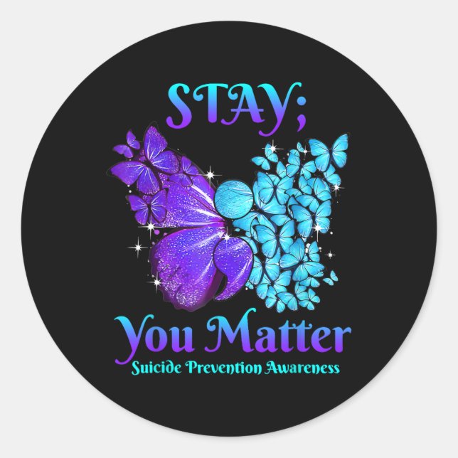 Sticker Rond Sensibilisation à la prévention du suicide Restez  (Devant)