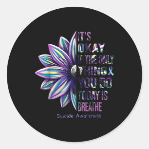 Sticker Rond Sensibilisation À La Prévention Du Suicide Ruban T