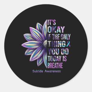 Sticker Rond Sensibilisation À La Prévention Du Suicide Ruban T