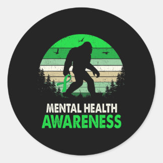 Sticker Rond Sensibilisation à la santé mentale Bigfoot Sasquat