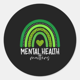 Sticker Rond Sensibilisation à la santé mentale cerveau arc-en-