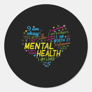 Sticker Rond Sensibilisation à la santé mentale Coeur Santé men