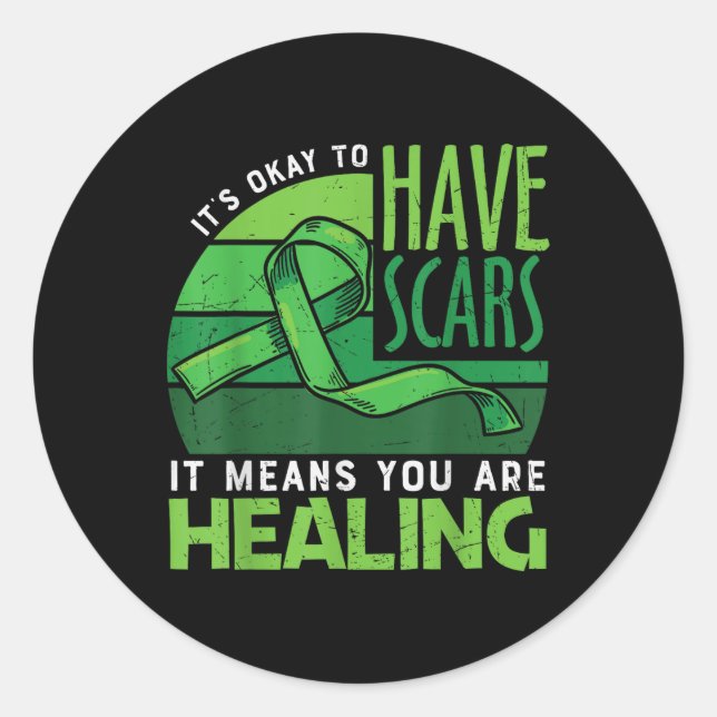 Sticker Rond Sensibilisation à la santé mentale du ruban vert (Devant)