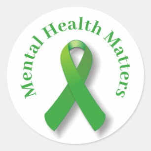 Sticker Rond Sensibilisation à la santé mentale et ruban vert