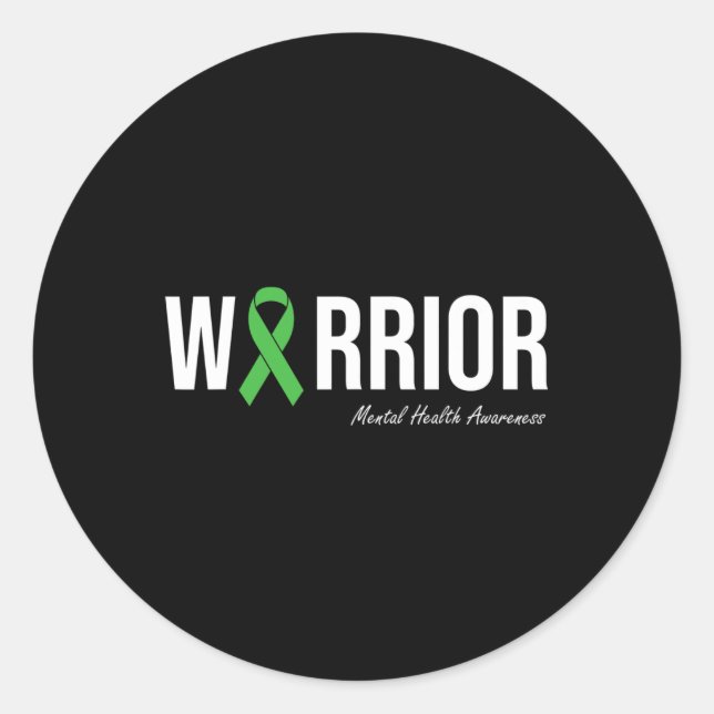 Sticker Rond Sensibilisation à la santé mentale Ribbon vert 2 (Devant)