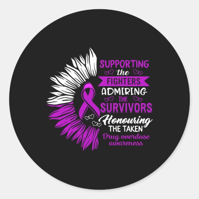 Sticker Rond Sensibilisation À La Surdose De Drogue À L'Appui D (Devant)