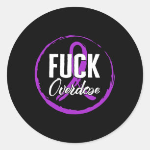 Sticker Rond Sensibilisation à la surdose de drogue Août Surdos