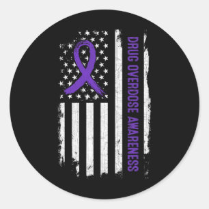 Sticker Rond Sensibilisation à la surdose de drogue Drapeau amé