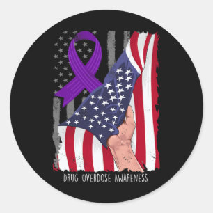 Sticker Rond Sensibilisation à la surdose de drogue Vintage Ame
