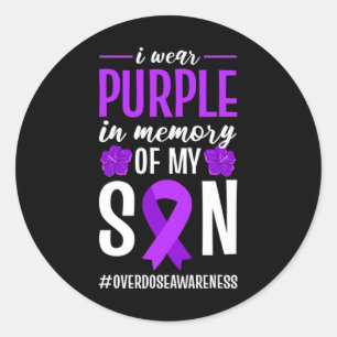 Sticker Rond Sensibilisation À La Surdose Je Porte Le Violet En