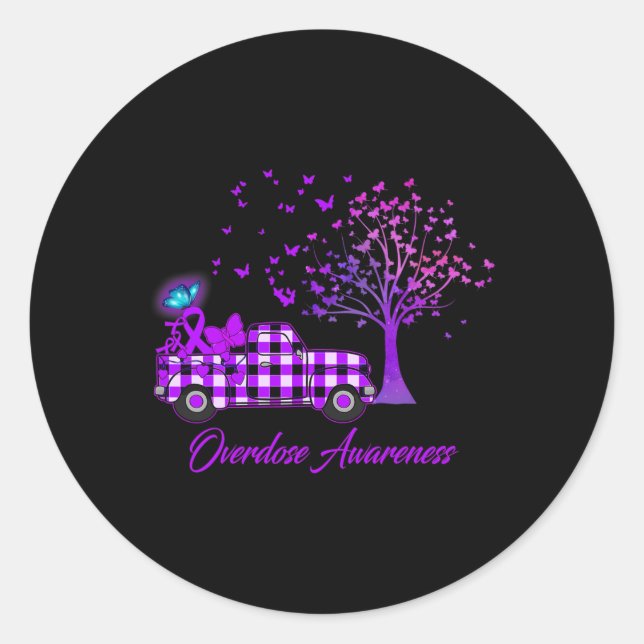 Sticker Rond Sensibilisation à la surdose violette du ruban pap (Devant)