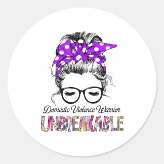 Sticker Rond Sensibilisation à la violence familiale Ribbon Cad