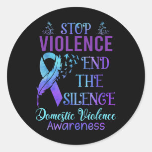 Sticker Rond Sensibilisation à la violence familiale Ruban viol