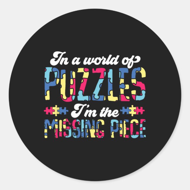 Sticker Rond Sensibilisation à l'Austisme Présente Puzzle Super (Devant)