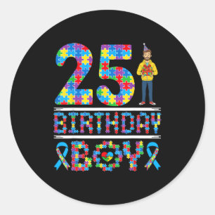 Sticker Rond Sensibilisation à l'autisme 25e anniversaire garço