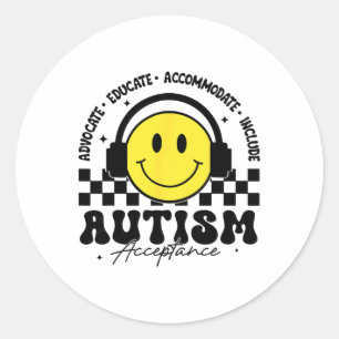 Sticker Rond Sensibilisation à l'autisme Acceptation Enseigneme
