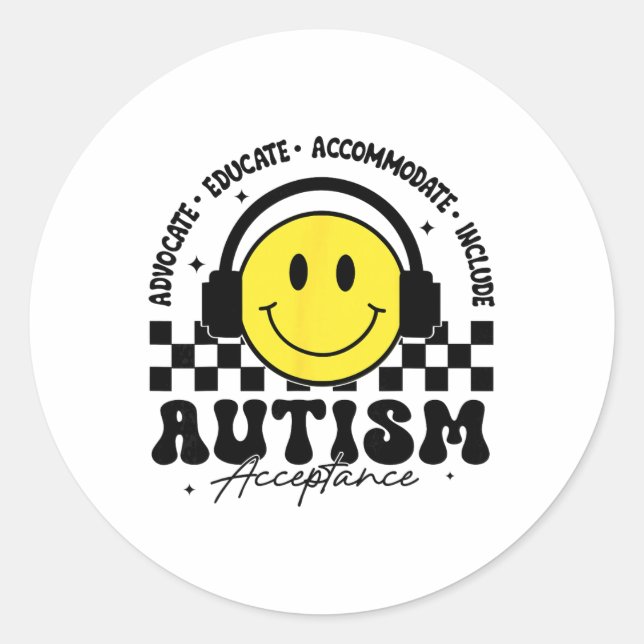 Sticker Rond Sensibilisation à l'autisme Acceptation Enseigneme (Devant)