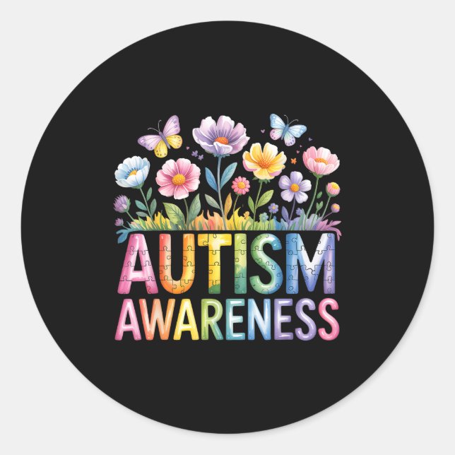 Sticker Rond Sensibilisation à l'autisme autiste  (Devant)