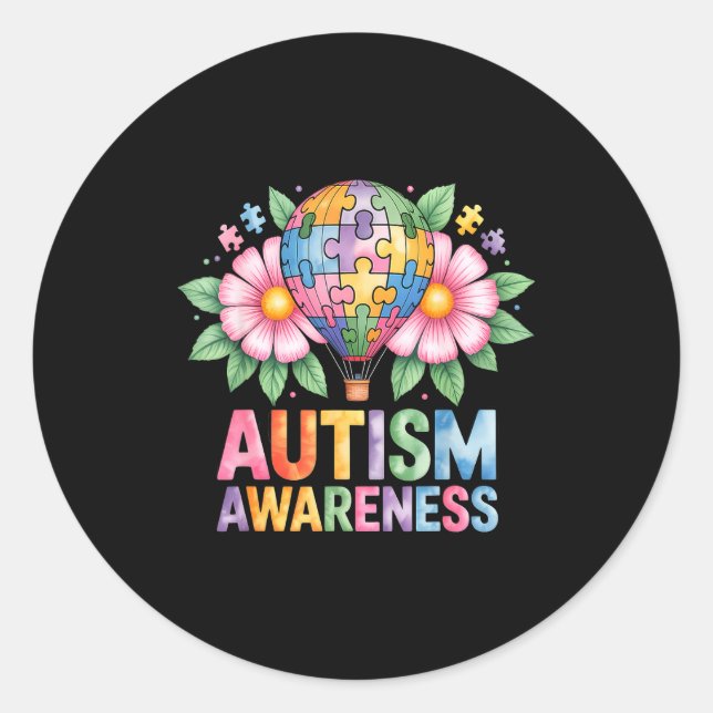 Sticker Rond Sensibilisation à l'autisme autiste  (Devant)