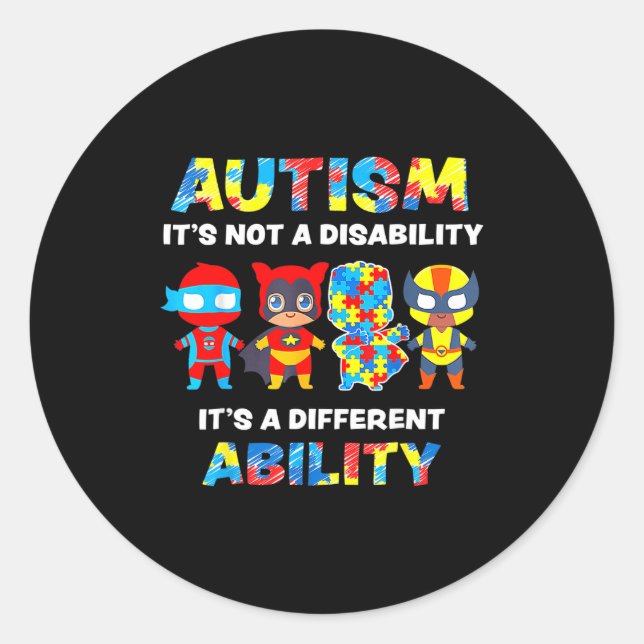 Sticker Rond Sensibilisation à l'autisme C'est une capacité dif (Devant)