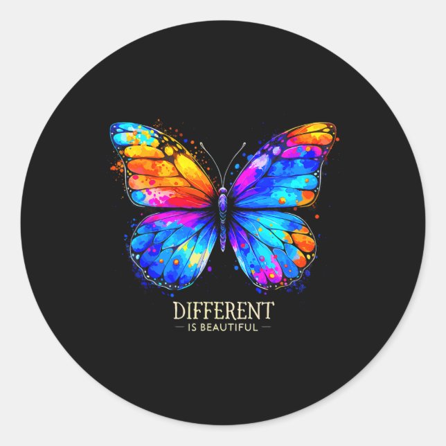 Sticker Rond Sensibilisation à l'autisme Différent Est Beau Pap (Devant)